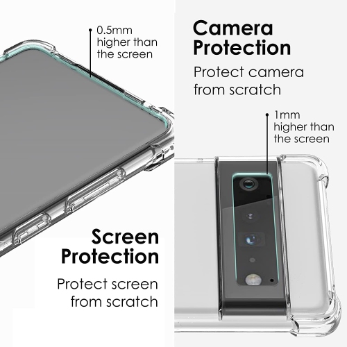 Étui souple antichoc transparent avec coins protecteurs pour Pixel 6 Pro de Google