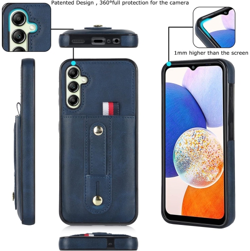 Phone Case for Samsung Galaxy A14/M14 5G with Tempered Glass Screen Protector Pushable RFID Blocking Card