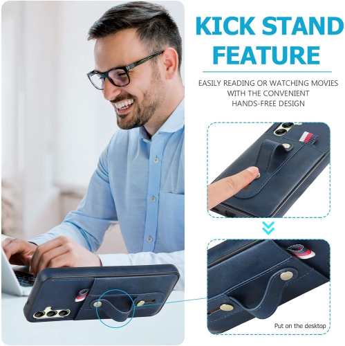 Phone Case for Samsung Galaxy A14/M14 5G with Tempered Glass Screen Protector Pushable RFID Blocking Card