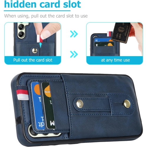 Phone Case for Samsung Galaxy A14/M14 5G with Tempered Glass Screen Protector Pushable RFID Blocking Card