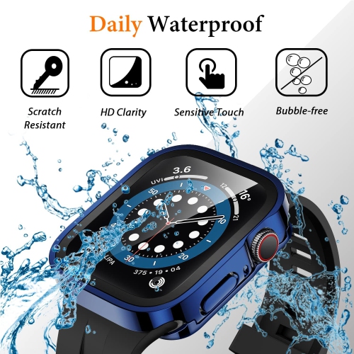 2 in 1 Case [2-Pack] Compatible with Apple Watch Series 9 Series 8 Series 7 41mm with Built-in Screen Protector,