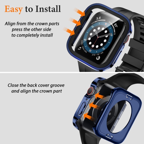 2 in 1 Case [2-Pack] Compatible with Apple Watch Series 9 Series 8 Series 7 41mm with Built-in Screen Protector,