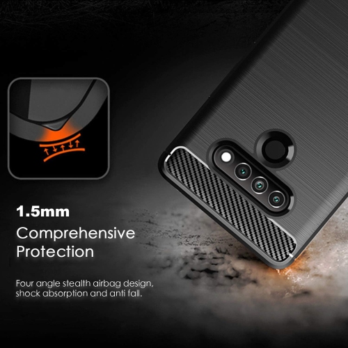 Case for LG Stylo 6 Case, [Black] Carbon Fiber Effect Gel Grip Protection Cover [Anti Scratch][Anti Collision]