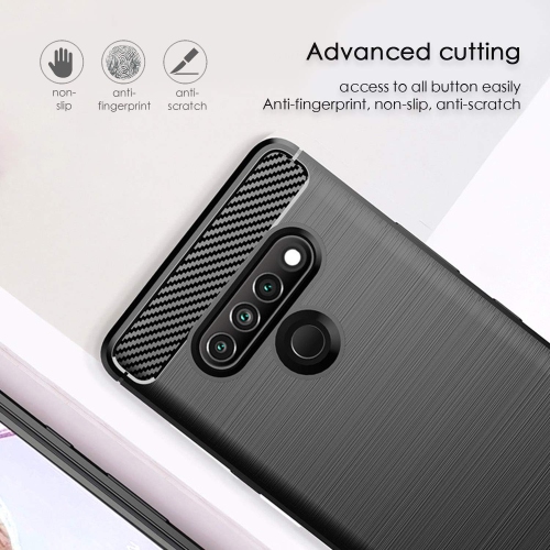 Case for LG Stylo 6 Case, [Black] Carbon Fiber Effect Gel Grip Protection Cover [Anti Scratch][Anti Collision]