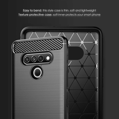 Case for LG Stylo 6 Case, [Black] Carbon Fiber Effect Gel Grip Protection Cover [Anti Scratch][Anti Collision]