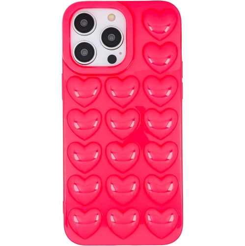 iPhone 15 Pro Case for Women, 3D Pop Bubble Heart Kawaii Gel Cover, Cute Girly for iPhone15 Pro 6.1 inch - Hot