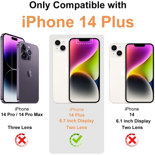 for iPhone 14 Plus Clear Card Case, Anti-Yellowing Slim Fit Thin TPU Bumper + PC Back Wallet Case with 2 Cards