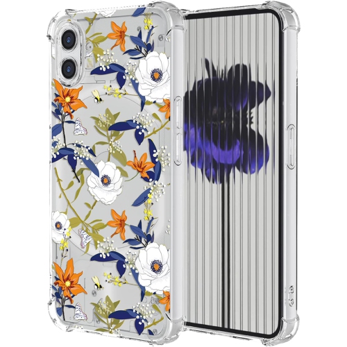 UNKNOWN  for Nothing Phone One Case Nothing Phone 1 A063 Case Womens Clear Flower Pattern Slim Case Soft Tpu Cover
