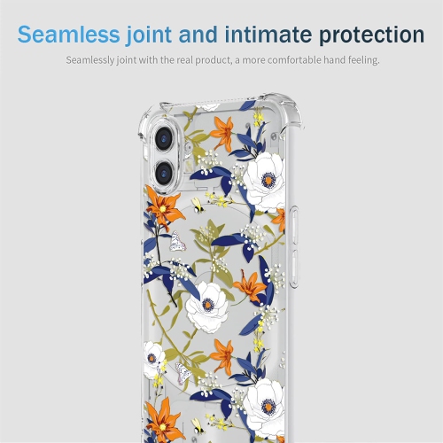 for Nothing Phone One Case Nothing Phone 1 A063 Case Womens Clear Flower Pattern Slim Case Soft TPU Cover