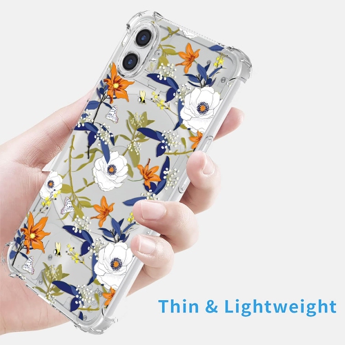 for Nothing Phone One Case Nothing Phone 1 A063 Case Womens Clear Flower Pattern Slim Case Soft TPU Cover