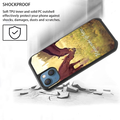 Pour étui iPhone 14/étui 6,1&nbsp;po pour iPhone 13 (2021), PC hybride rigide et antichoc double couche en silicone souple