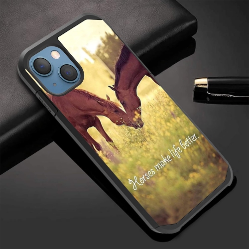 Pour étui iPhone 14/étui 6,1&nbsp;po pour iPhone 13 (2021), PC hybride rigide et antichoc double couche en silicone souple