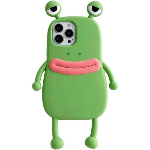 Men Women Super Funny Novelty Hotdog Sausage Mouth Big Eyes Green Frog Pink Frog Phone Case Soft TPU Silicone