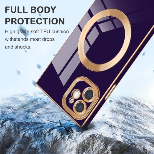 for iPhone 11 Magnetic Case, Luxury Plating Edge Square Case for Women Girls Men Soft TPU Bumper Anti-Scratch