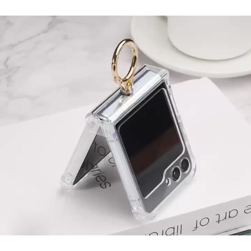 Clear Case for Galaxy Z Flip 5 with Ring Holder, Soft TPU Protective Case for Samsung Galaxy Z Flip 5