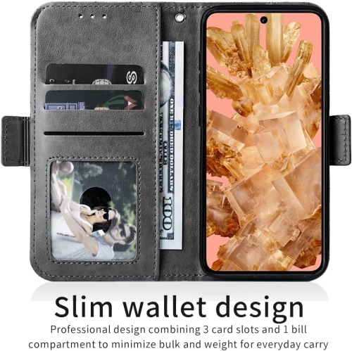 Compatible avec l'étui-portefeuille pour Pixel 8 5G de Google; Dragonne et support à cartes à rabat en cuir