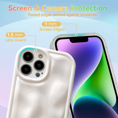 Case for iPhone 13 Pro Max, Cute 3D Pleats Irregular Water Ripple Waves Shape Bling Glitter Luxury Laser Phone