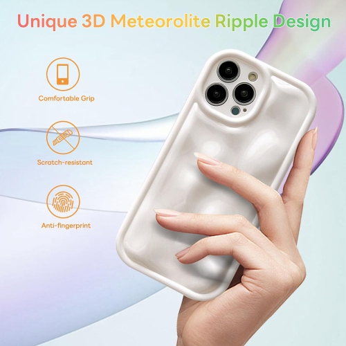 Case for iPhone 13 Pro Max, Cute 3D Pleats Irregular Water Ripple Waves Shape Bling Glitter Luxury Laser Phone