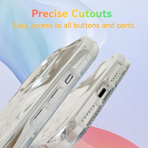 Case for iPhone 13 Pro Max, Cute 3D Pleats Irregular Water Ripple Waves Shape Bling Glitter Luxury Laser Phone