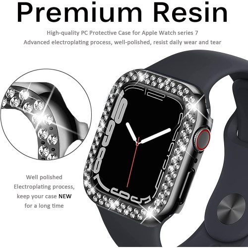 2 Pack Hard PC Case with with Screen Protector Compatible with Apple iWatch SE Series 7 Series (S7 45mm,