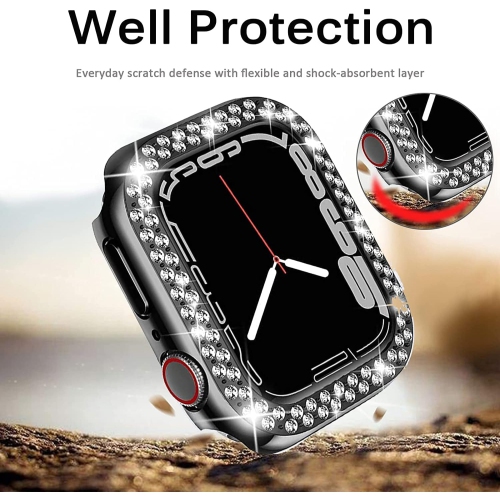 2 Pack Hard PC Case with with Screen Protector Compatible with Apple iWatch SE Series 7 Series (S7 45mm,