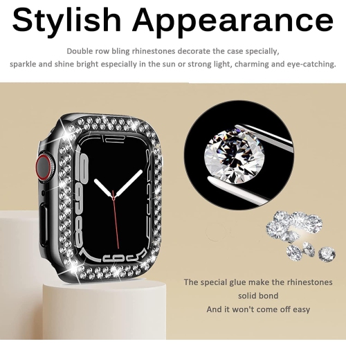 2 Pack Hard PC Case with with Screen Protector Compatible with Apple iWatch SE Series 7 Series (S7 45mm,