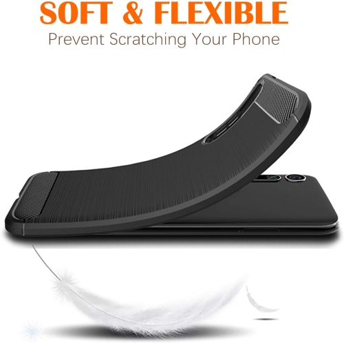 Case for LG Velvet,[Black] Carbon Fiber Effect Gel Grip Protection Cover [Anti Scratch][Anti Collision]