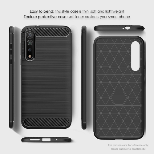 Case for LG Velvet,[Black] Carbon Fiber Effect Gel Grip Protection Cover [Anti Scratch][Anti Collision]