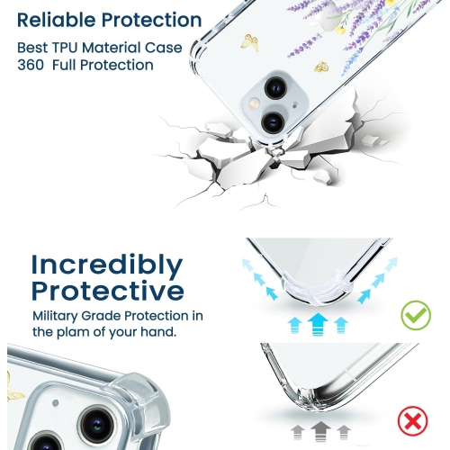 Case Compatible with iPhone 15 2023 6.1 Inch, Lavender Flower Floral Ultra Clear Slim Soft TPU Bumper