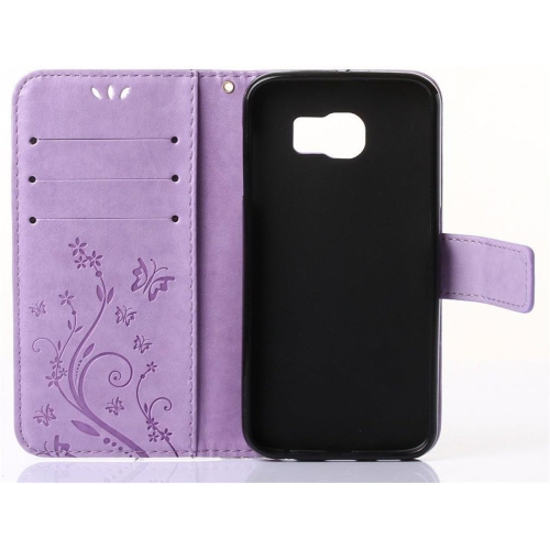 Étui pour Galaxy S6, motif floral en relief 3D diamants cristal Bling faits à la main papillon avec fentes pour cartes rabat magnétique