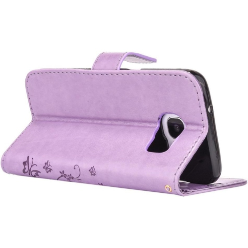 Étui pour Galaxy S6, motif floral en relief 3D diamants cristal Bling faits à la main papillon avec fentes pour cartes rabat magnétique