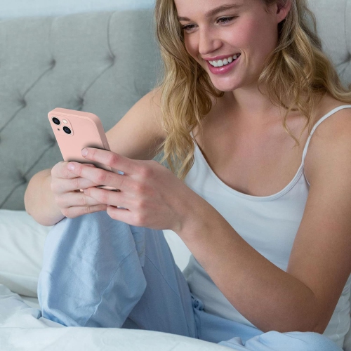 Étui en silicone pour iPhone 13 6,1&nbsp;po, étui mince en silicone liquide antichoc avec protection intégrale pour téléphone