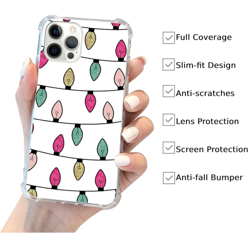 Christmas Lights Case Compatible with iPhone 15 Pro Max, Christmas Holiday Case for iPhone 15 Pro Max, Cool