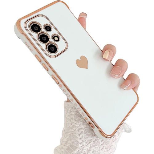 UNKNOWN  Designed for Samsung Galaxy A53 5G Phone Case With Camera Protection, Luxury Love Heart Plating Edge Phone