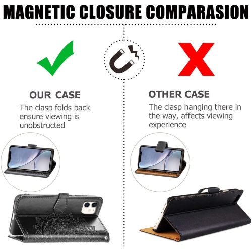 Case for iPhone XR, PU Leather Wallet Case with Mandala Flower Designs, with Card Slot Holder Adjustable Cross