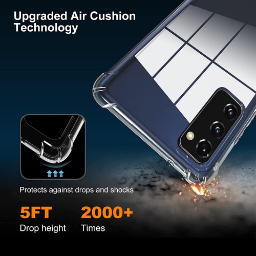 Étui transparent pour Galaxy S20 FE 5G et 2 protecteurs en verre trempé HD - coque antichoc en polycarbonate rigide jaune et TPUR souple