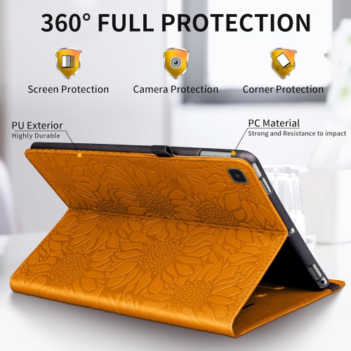 Case for Samsung Galaxy Tab 10.1 2019, Premium PU Leather Sunflower Shockproof Wallet Folio Cover
