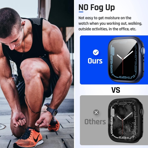 2 in 1 Waterproof Case for Apple Watch Screen Protector 44mm SE 2nd Gen Series 6 5 4 SE, 360 Protective Glass