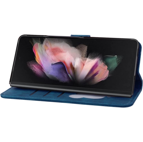 Case for Samsung Galaxy Z Fold 3 5G, Premium PU Leather Magnetic Closure Flip Cover with Full Body Shockproof