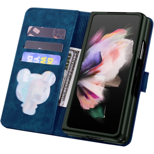 Case for Samsung Galaxy Z Fold 3 5G, Premium PU Leather Magnetic Closure Flip Cover with Full Body Shockproof