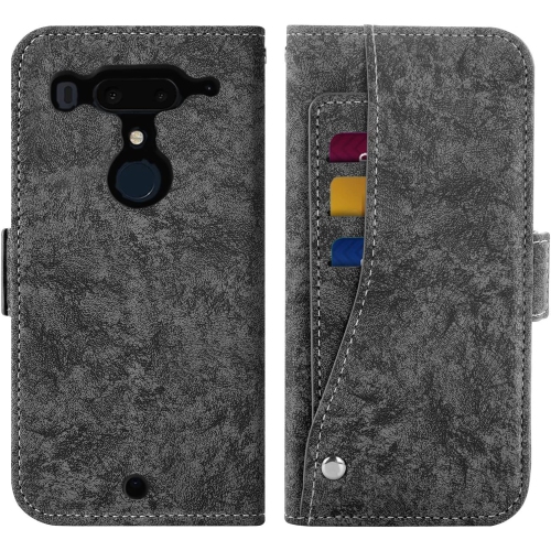 Compatible with HTC U12 Plus Wallet Case and Tempered Glass Screen Protector Card Holder Stand Kickstand Cell