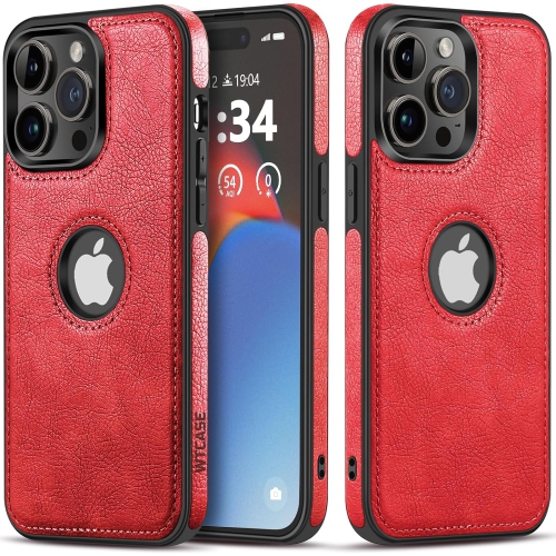 UNKNOWN  Iphone 15 Pro Leather Case, Thin Flexible Soft Grip Luxury Vgean Pu Leather Cover for Men, Durable Anti-Scratch