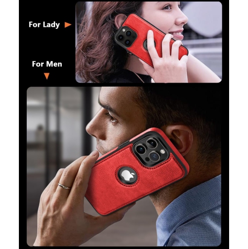 iPhone 15 Pro Leather Case, Thin Flexible Soft Grip Luxury Vgean PU Leather Cover for Men, Durable Anti-Scratch