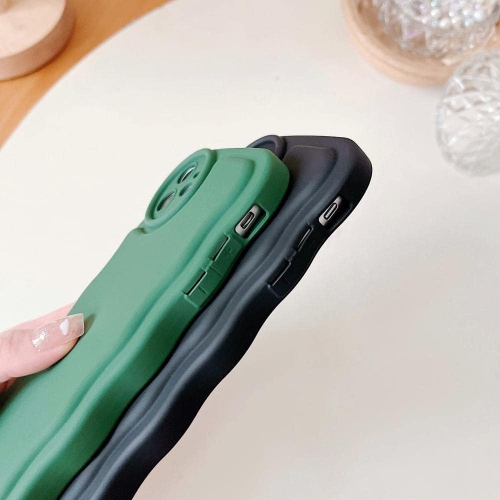 Compatible with iPhone 11 Case,Cute Curly Wave Frame Design Circle Camera Protection,Soft Slim Silicone