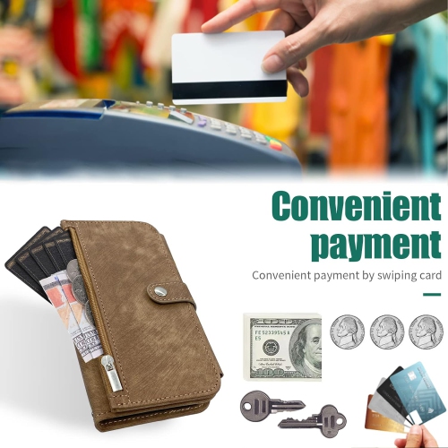 Compatible avec l'étui portefeuille Galaxy A03s de Samsung 9 fentes pour cartes Retro en cuir Support pour cartes de crédit