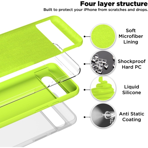 Compatible avec les étuis Pixel 8 5G, Slim Thin Liquid silicone, Full Body antichoc, Soft