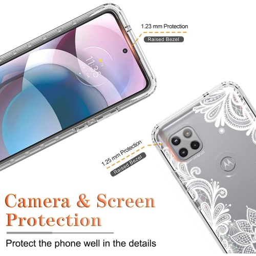 Étui pour Moto One 5G Ace/Moto G 5G XT2113 avec protecteur d’écran en verre trempé, contour antichoc à motif floral