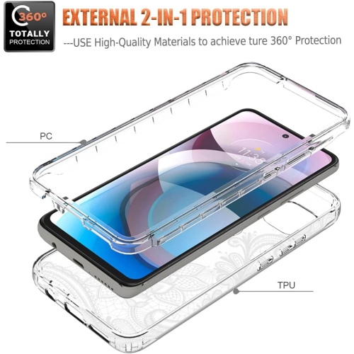 Étui pour Moto One 5G Ace/Moto G 5G XT2113 avec protecteur d’écran en verre trempé, contour antichoc à motif floral