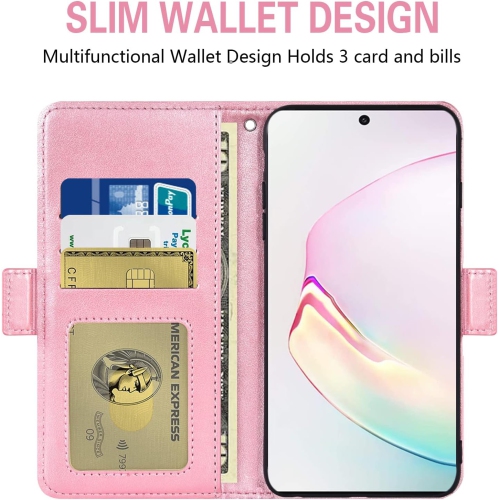 Compatible avec l'étui portefeuille Glaxay Note10+ 5G pour Galaxy Note 10 plus de Samsung et le protecteur d'écran en verre trempé