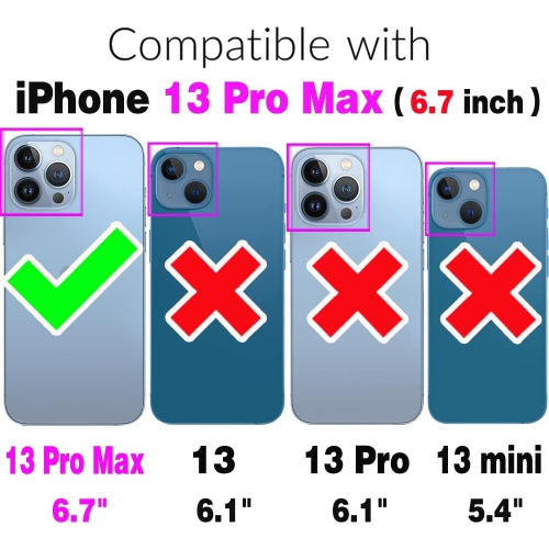 Phone Case for iPhone 13 Pro Max 2021 6.7 inch with Tempered Glass Screen Protector and Card Holder Wallet